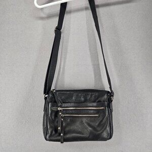 Great American Leather Works 100% Leather Crossbody Shoulder Bag/Purse, Black